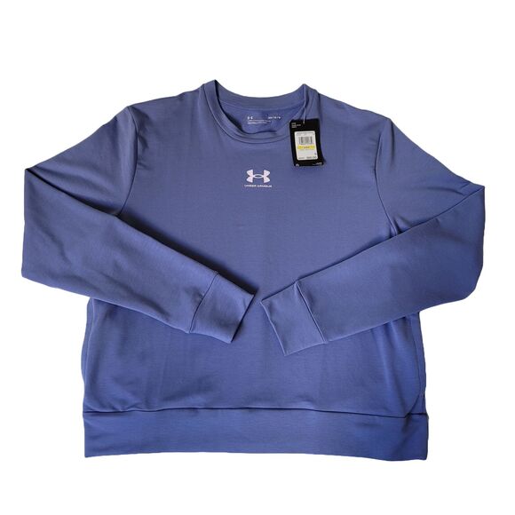 Under Armour Rival Terry Crew Sweatshirt Women’s M Purple Loose Fit NWT - Picture 1 of 10